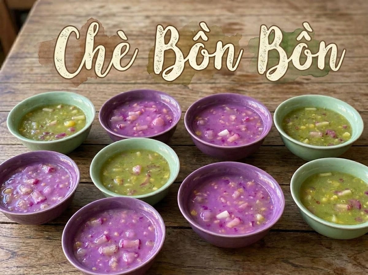 Chè bồn bồn hai màu xanh và tím